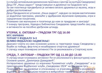 Smederevo: Program Dečije nedelje 2026.